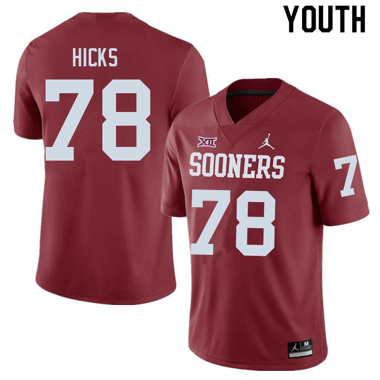 Youth #78 Marcus Hicks Oklahoma Sooners College Football Jerseys Sale-Crimson